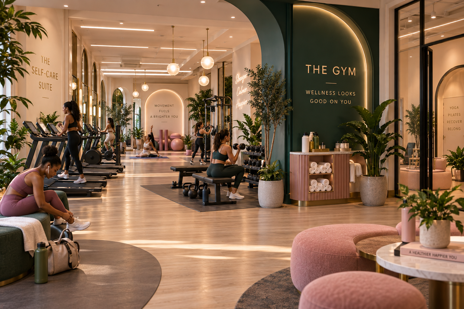 Women using the cardio, strength and exercise areas in the Camden Ave. fitness suite